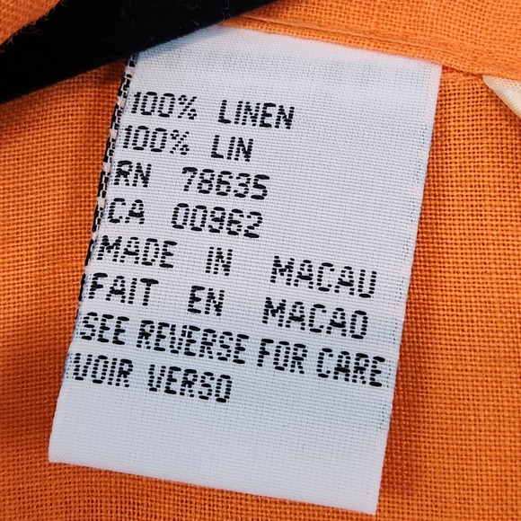 NWT Comfort + Relax Orange 100% Linen Short Sleeve Button up Women's Top M - Picture 5 of 10